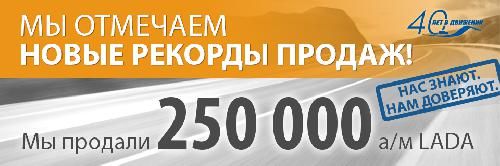 Каждый 4-й покупатель LADA выбирает Питер-Ладу